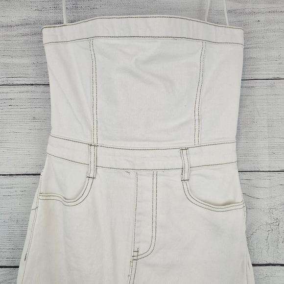 GB Gianni Bini S Small Strapless Denim Midi Jean Dress Off-White Slit NWT L797 - Picture 6 of 10